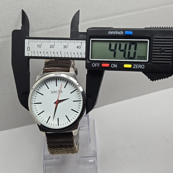 Mens Breda Silver Tone Watch On Woven Band White Dial New Battery - Picture 4 of 9